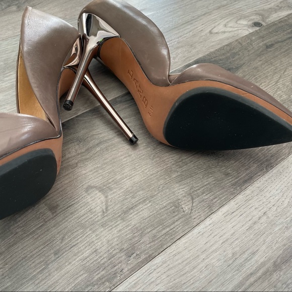 L.A.M.B Dark Tan Soft Leather Pointed Shoe Silver Stiletto Heel Women Size: 8.5 - Picture 12 of 16